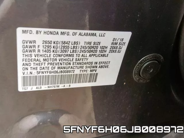 5FNYF6H06JB008972 фото 2