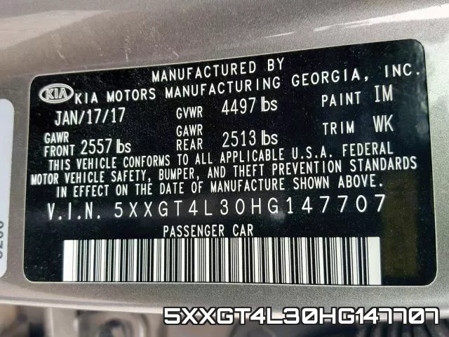 5XXGT4L30HG147707 фото 2