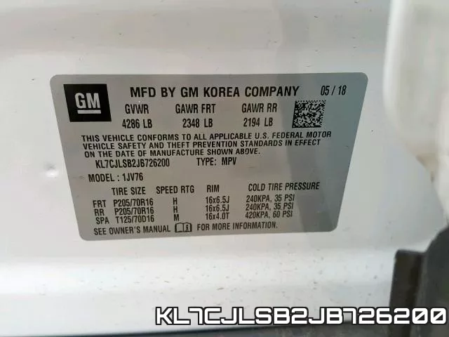 KL7CJLSB2JB726200 фото 2