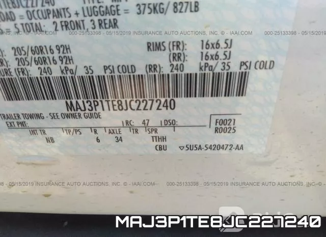 MAJ3P1TE8JC227240 фото 10