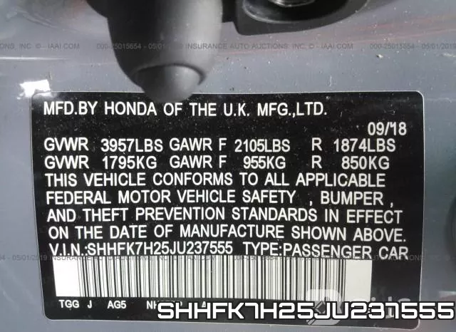 SHHFK7H25JU237555 фото 10