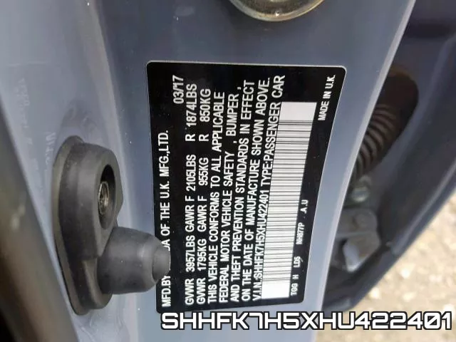 SHHFK7H5XHU422401 фото 2