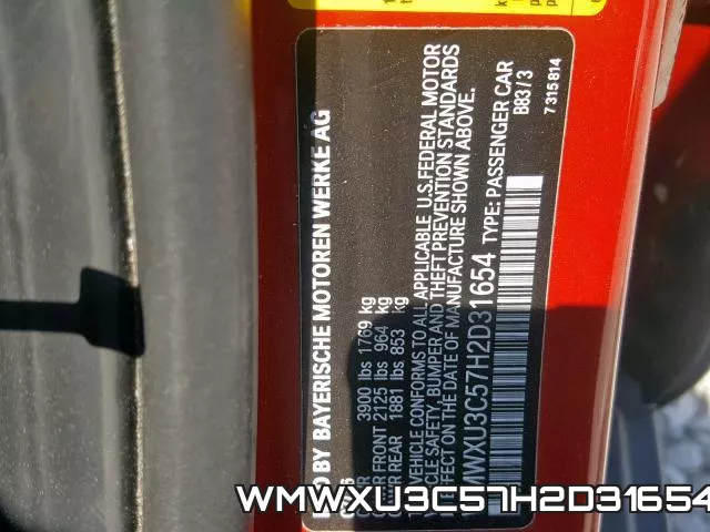 WMWXU3C57H2D31654 фото 2