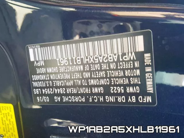WP1AB2A5XHLB11961 фото 2