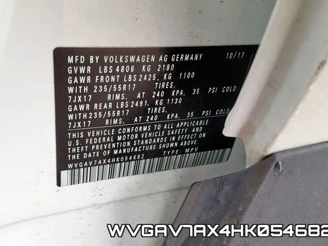 WVGAV7AX4HK054682 фото 2