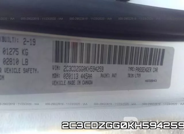 2C3CDZGG0KH594259 фото 9