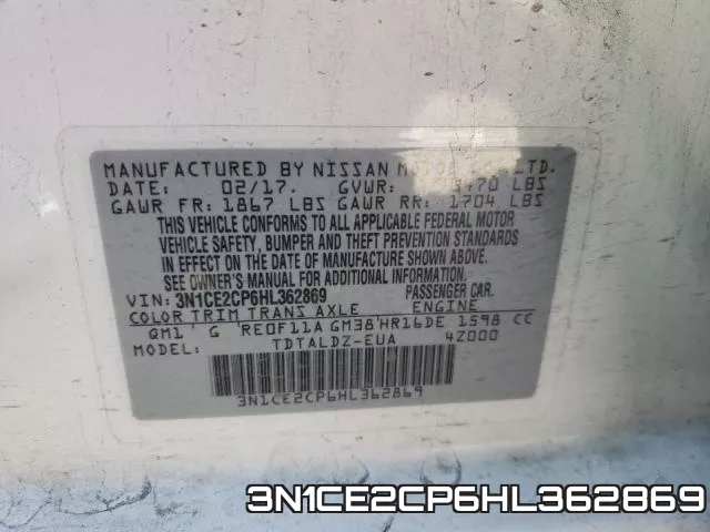 3N1CE2CP6HL362869 фото 2