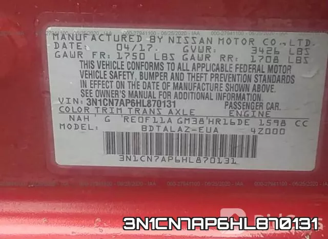 3N1CN7AP6HL870131 фото 9