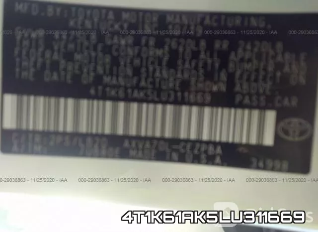 4T1K61AK5LU311669 фото 8