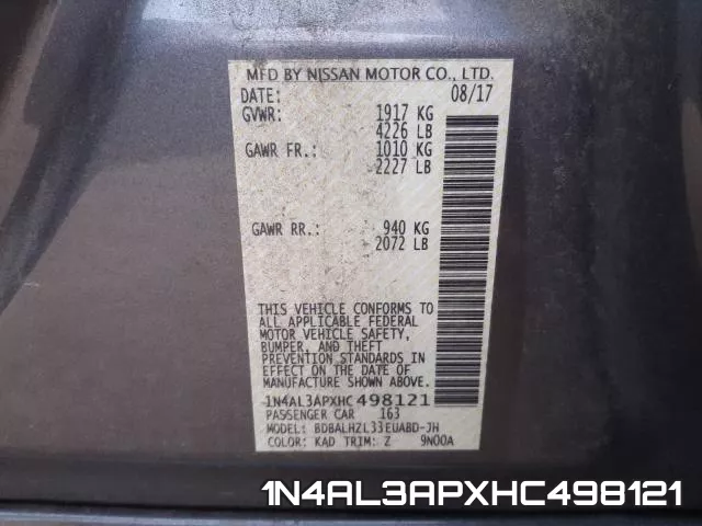 1N4AL3APXHC498121 фото 2