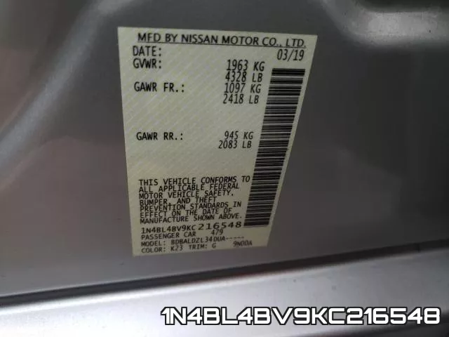 1N4BL4BV9KC216548 фото 2