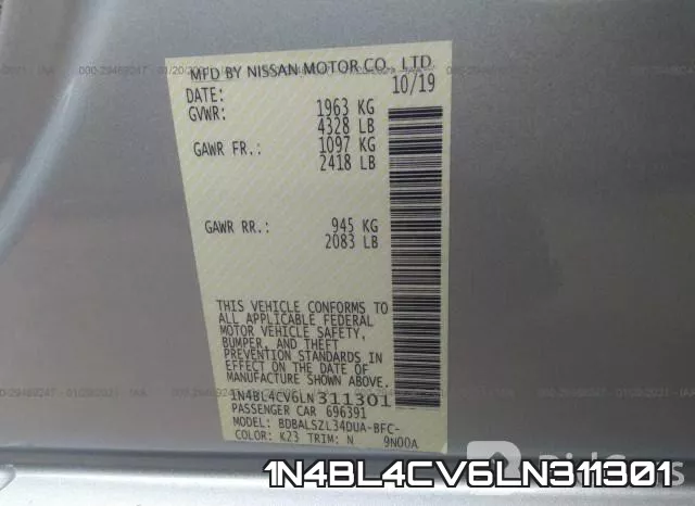 1N4BL4CV6LN311301 фото 8
