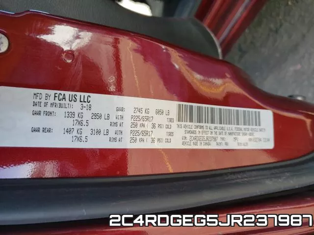 2C4RDGEG5JR237987 фото 2
