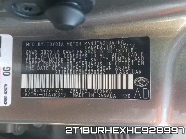 2T1BURHEXHC928997 фото 2
