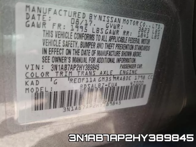3N1AB7AP2HY389845 фото 2