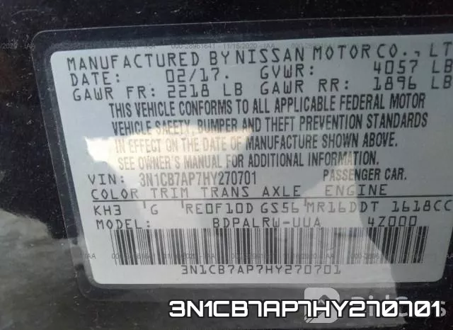 3N1CB7AP7HY270701 фото 9
