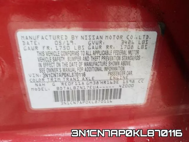 3N1CN7AP0KL870116 фото 2
