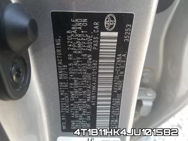 4T1B11HK4JU101582 фото 2