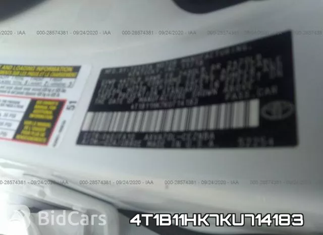 4T1B11HK7KU714183 фото 9