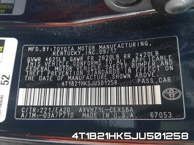 4T1B21HK5JU501258 фото 2