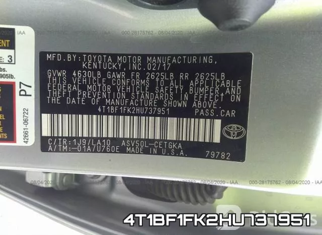 4T1BF1FK2HU737951 фото 9