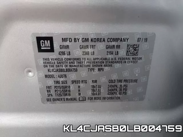 KL4CJASB0LB004759 фото 2