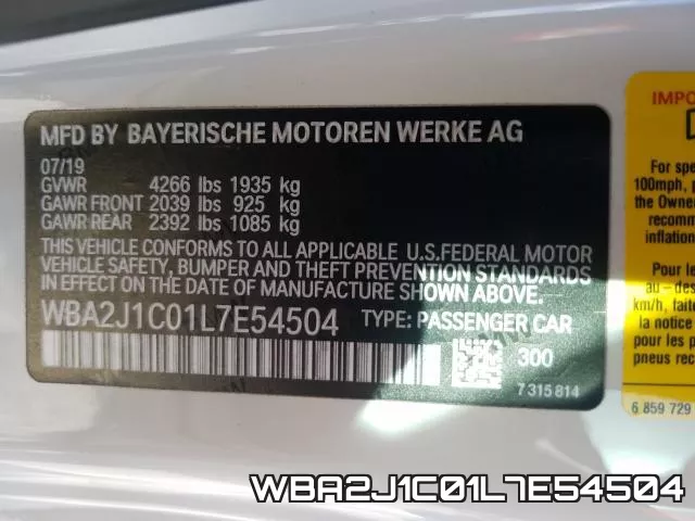 WBA2J1C01L7E54504 фото 2