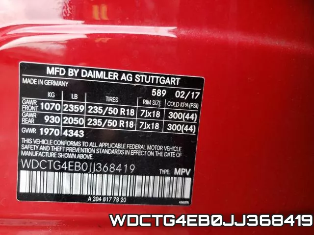 WDCTG4EB0JJ368419 фото 2