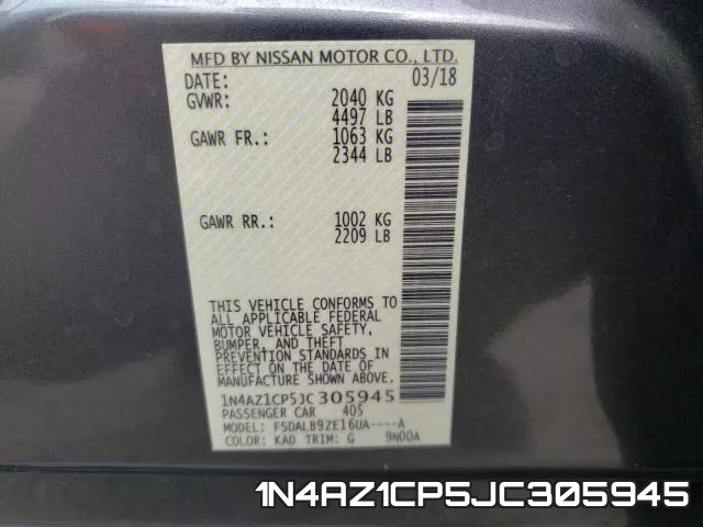 1N4AZ1CP5JC305945 фото 2