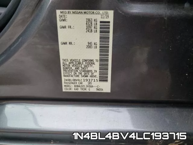 1N4BL4BV4LC193715 фото 2