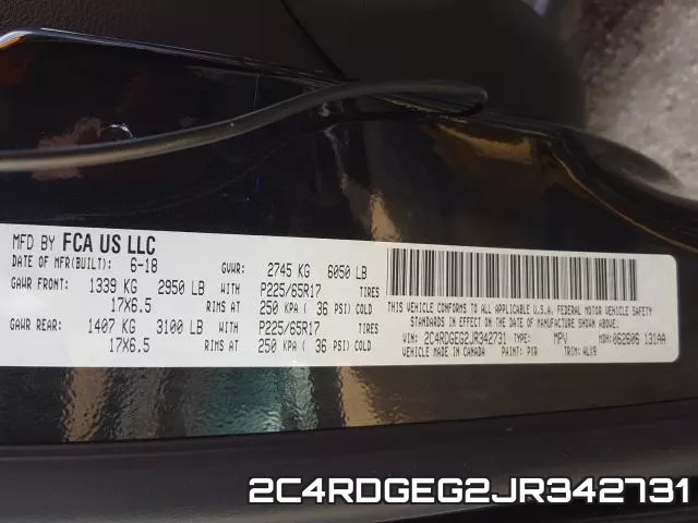 2C4RDGEG2JR342731 фото 2