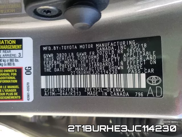2T1BURHE3JC114230 фото 2