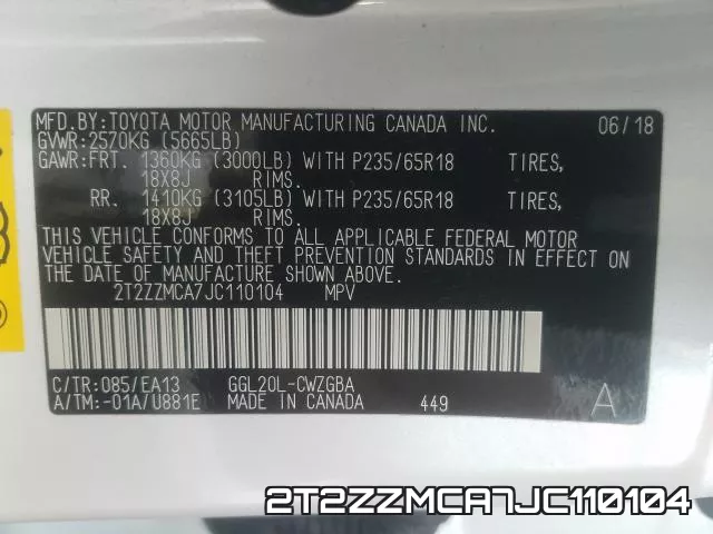 2T2ZZMCA7JC110104 фото 2