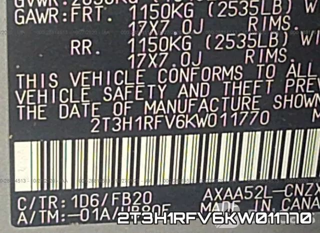 2T3H1RFV6KW011770 фото 10