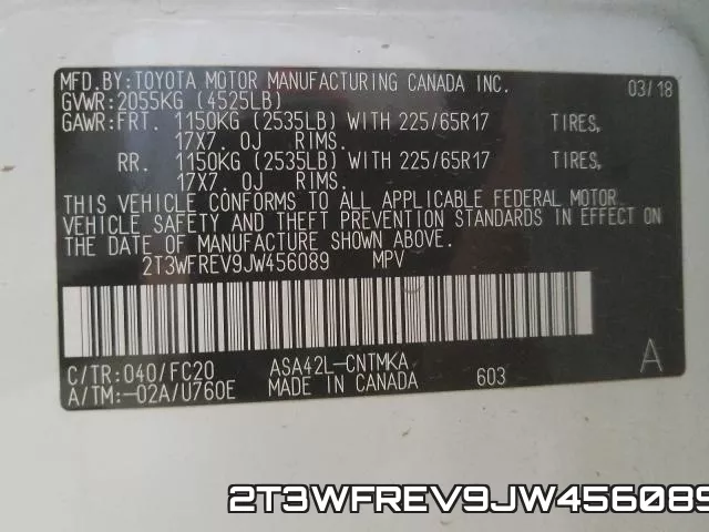 2T3WFREV9JW456089 фото 2