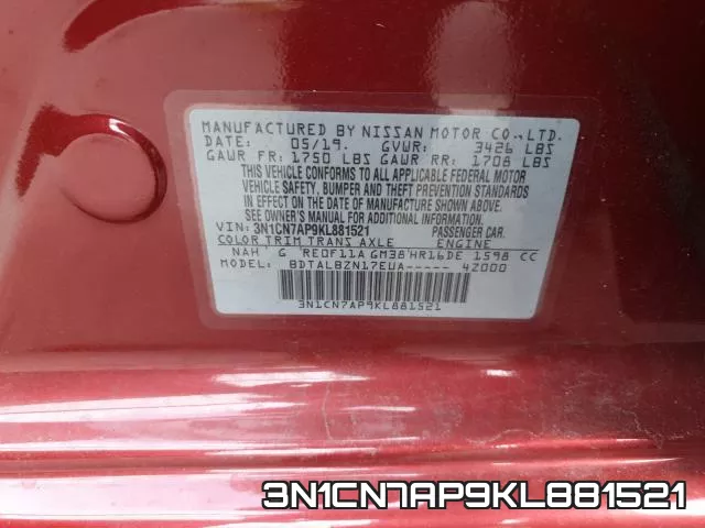 3N1CN7AP9KL881521 фото 2