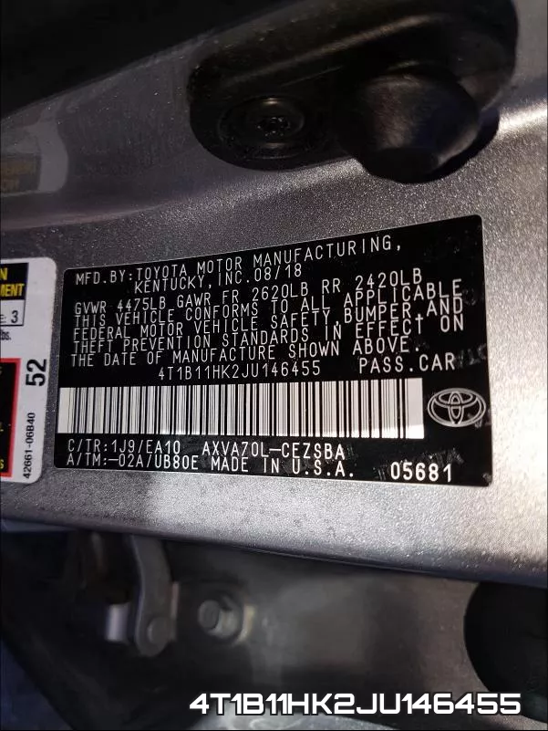 4T1B11HK2JU146455 фото 2