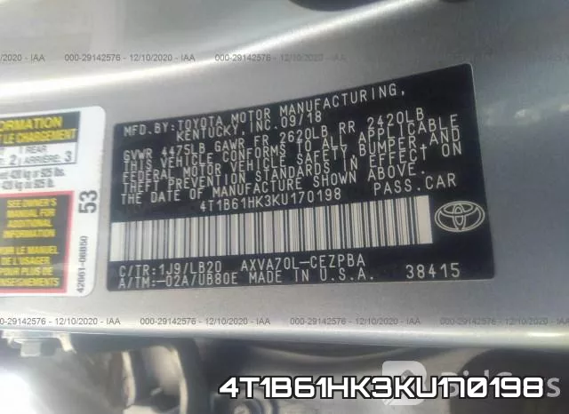 4T1B61HK3KU170198 фото 8