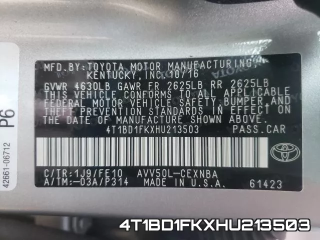 4T1BD1FKXHU213503 фото 2