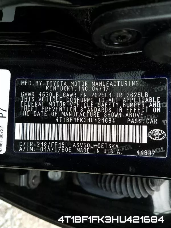 4T1BF1FK3HU421684 фото 2