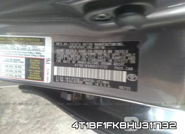 4T1BF1FK8HU311732 фото 9