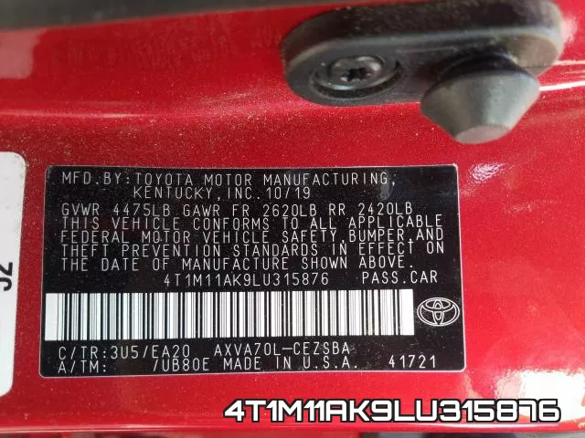 4T1M11AK9LU315876 фото 2