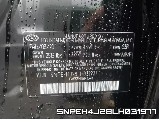 5NPEH4J28LH031977 фото 2