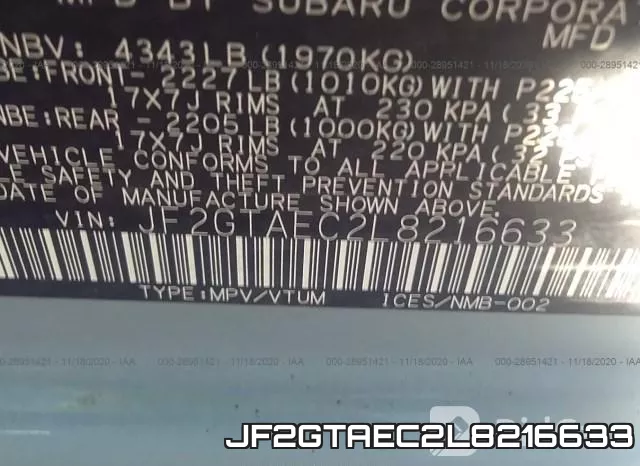 JF2GTAEC2L8216633 фото 9