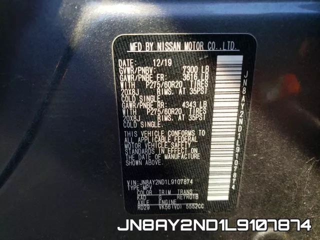 JN8AY2ND1L9107874 фото 2