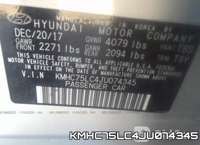 KMHC75LC4JU074345 фото 9