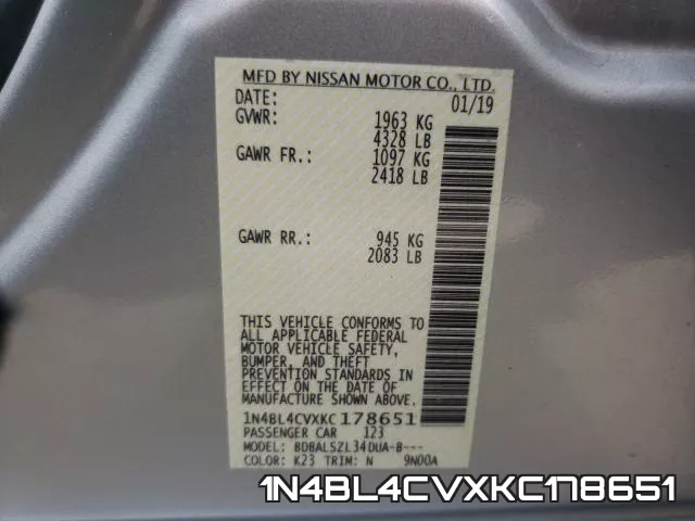 1N4BL4CVXKC178651 фото 2