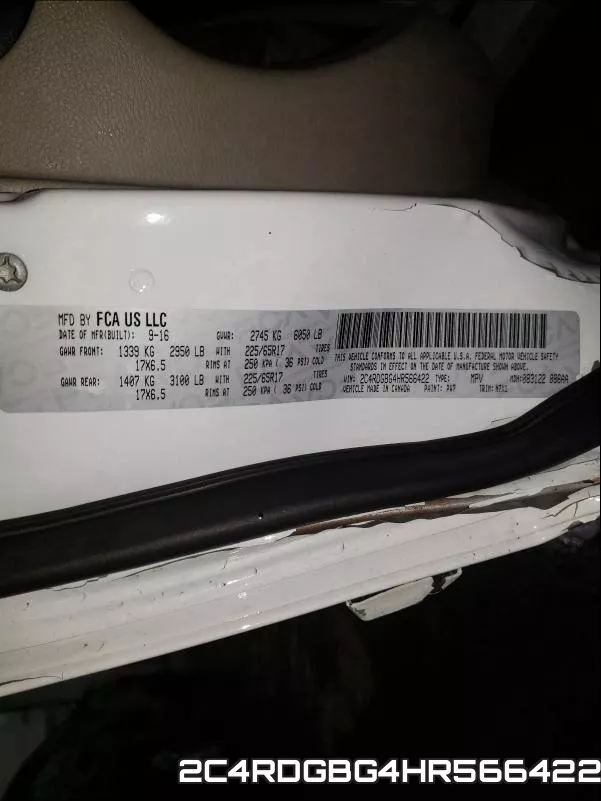 2C4RDGBG4HR566422 фото 2