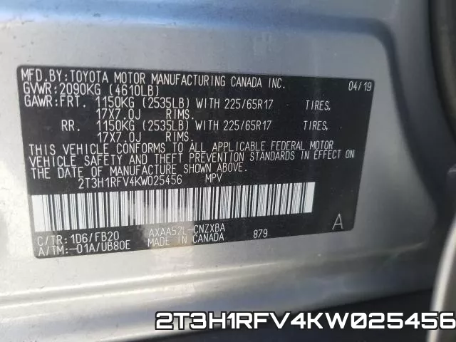 2T3H1RFV4KW025456 фото 2