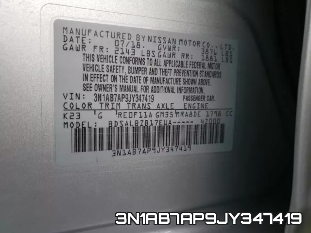 3N1AB7AP9JY347419 фото 2